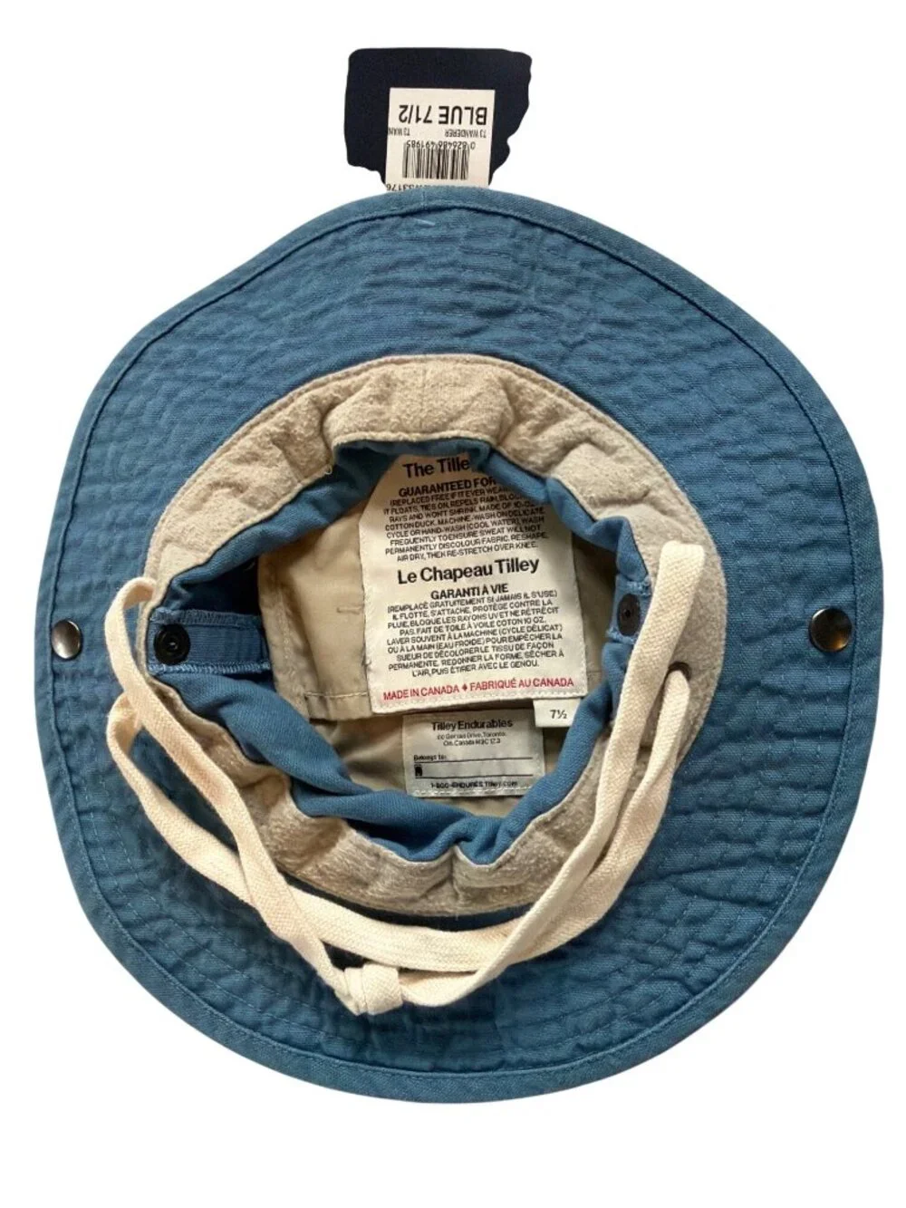 NWT Tilley T3 Wanderer Bucket Hat Blue Large 7.5cm  MSRP$99.00